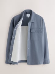 Mid-Blue Jersey Twill Popper Shacket - Image 6 of 9