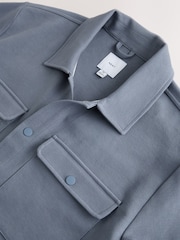 Mid-Blue Jersey Twill Popper Shacket - Image 7 of 9