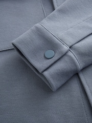 Mid-Blue Jersey Twill Popper Shacket - Image 8 of 9