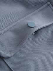Mid-Blue Jersey Twill Popper Shacket - Image 9 of 9