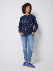 SCAMP & DUDE Blue Oversized Snow Leopard Sweatshirt - Image 3 of 4