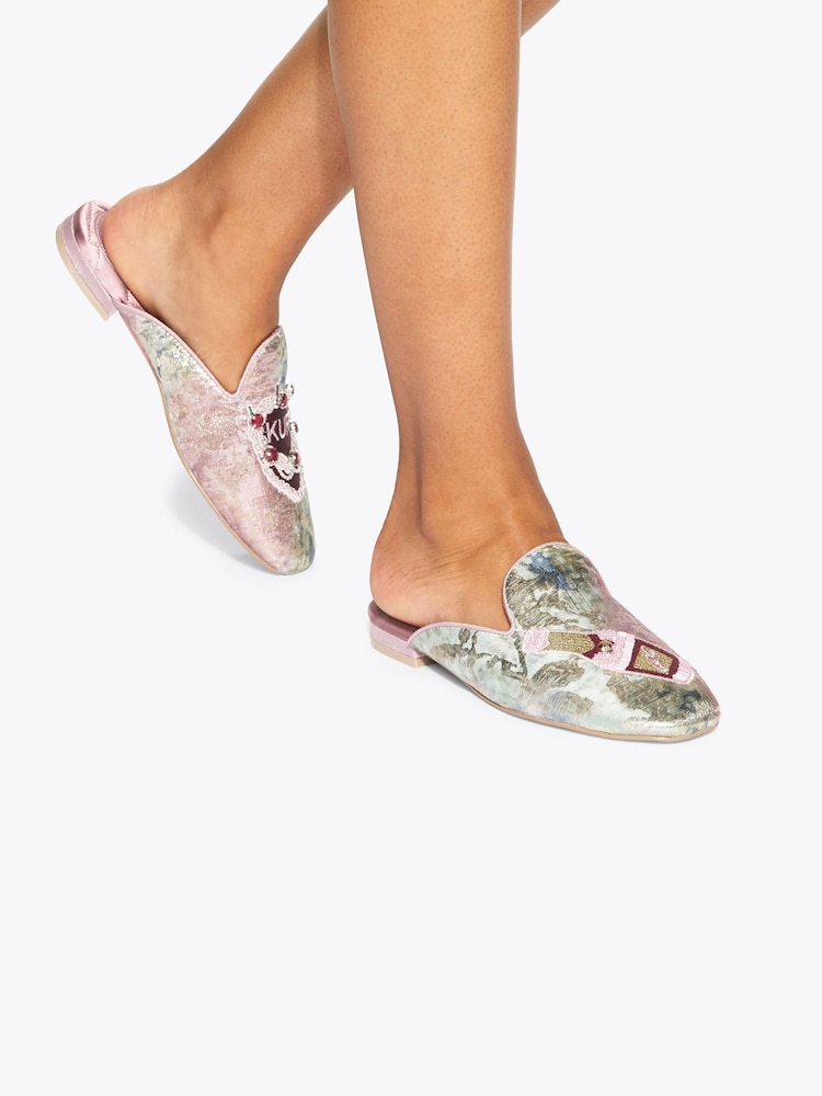 Kurt Geiger London Pink Embroidered Slipper Shoes - Image 1 of 5