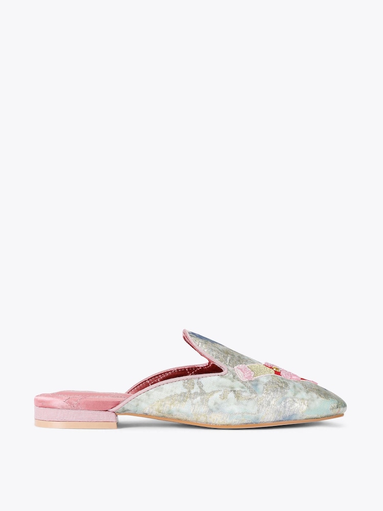 Kurt Geiger London Pink Embroidered Slipper Shoes - Image 2 of 5 Kurt Geiger London Pink Embroidered Slipper Shoes - Image 2 of 5