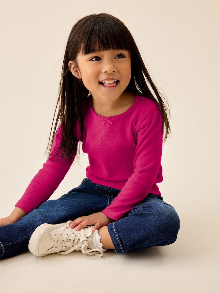 Pink Berry Long Sleeve Pointelle Top (3mths-7yrs) - Image 1 of 8