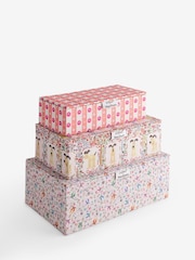Cath Kidston Set of 3 Orange/White Storage Boxes - Image 1 of 3
