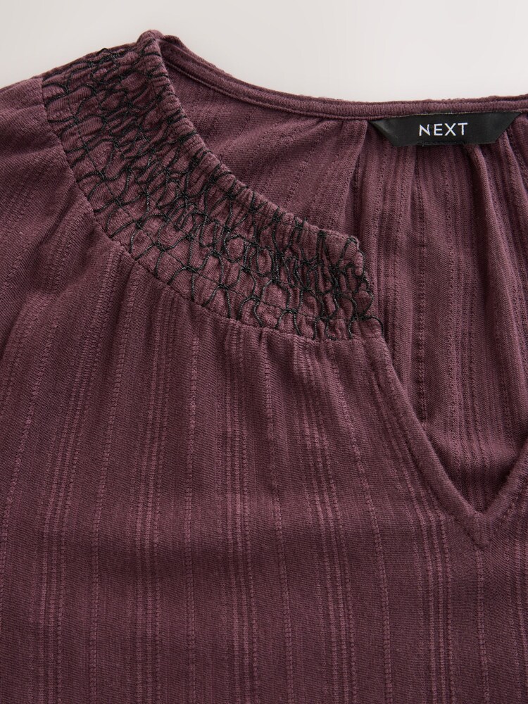 Wine Long Sleeve Notch Neck Top - Image 3 of 3 Wine Long Sleeve Notch Neck Top - Image 3 of 3