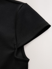 Black Short Sleeved Keyhole Tie Neck Top - Image 7 of 7