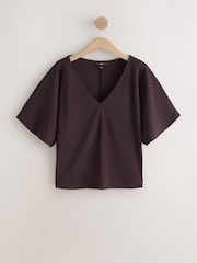 Wine Short Sleeved V-Neck Top - Image 6 of 8