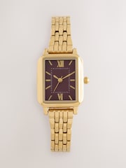Gold Tone Burgundy Dial Bracelet Watch - Image 1 of 3
