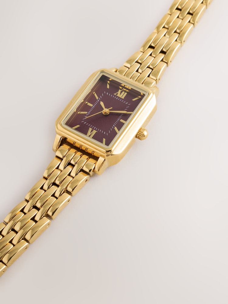 Gold Tone Burgundy Dial Bracelet Watch - Image 3 of 3 Gold Tone Burgundy Dial Bracelet Watch - Image 3 of 3