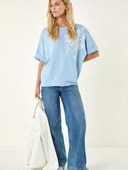 Roman Blue Floral Knitted Top - Image 1 of 5