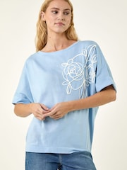 Roman Blue Floral Knitted Top - Image 2 of 5