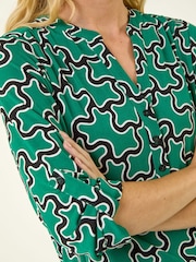 Roman Green Abstract Print Stretch Shirt - Image 6 of 6