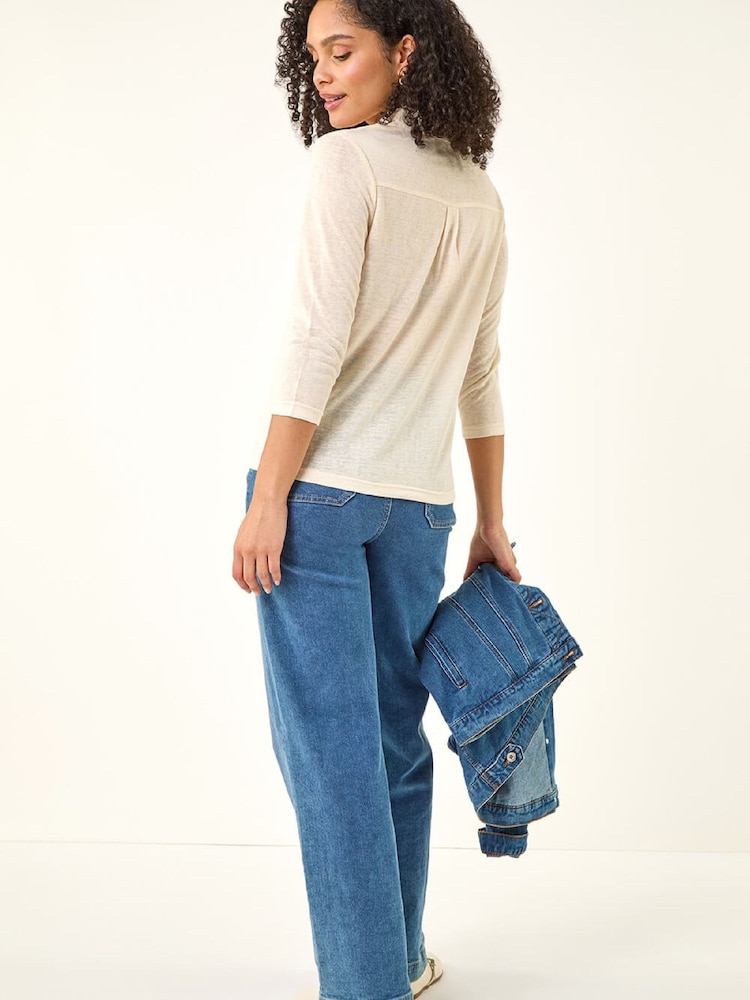 Roman White Pocket Front Stretch Blouse - Image 2 of 5