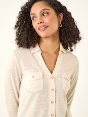 Roman White Pocket Front Stretch Blouse - Image 3 of 5