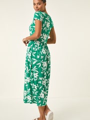 Roman Green Floral Print Pocket Midi Dress - Image 1 of 5