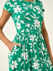 Roman Green Floral Print Pocket Midi Dress - Image 2 of 5
