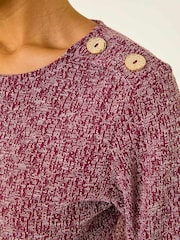 Roman Red Textured Button Shoulder Top - Image 3 of 5