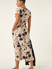 Roman Brown Shadow Floral Print Pocket Midi Dress - Image 4 of 5