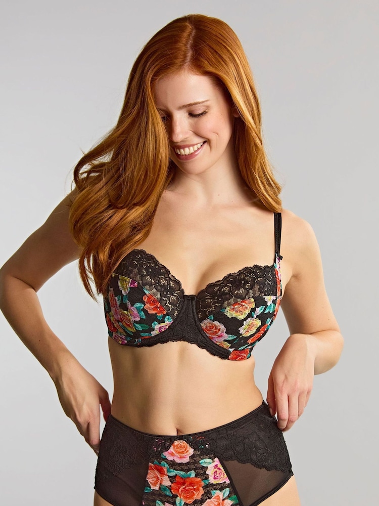 Panache Black Floral Full Cup Envy Lace Wired Bra - Image 2 of 6 Panache Black Floral Full Cup Envy Lace Wired Bra - Image 2 of 6