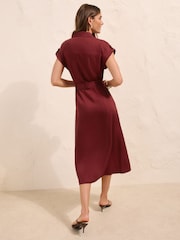Friends Like These Rust Brown Linen Button Through Belted Midi Dress - Image 5 of 5