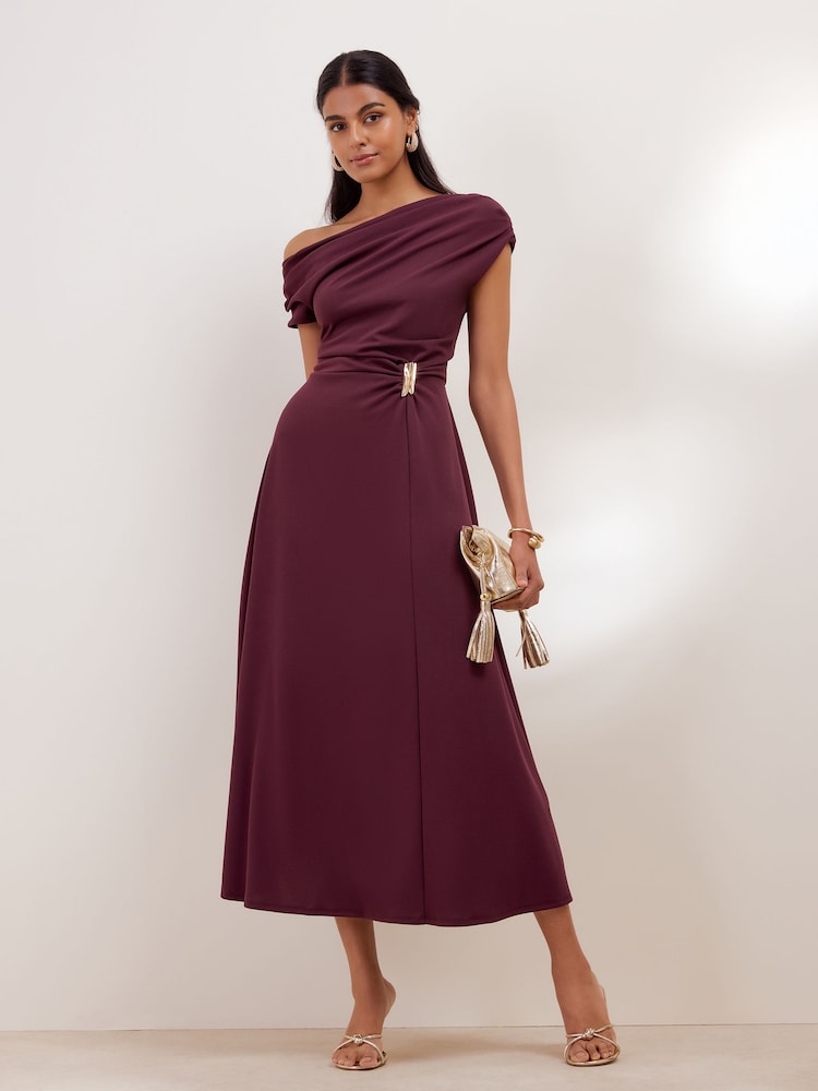 Buy Friends Like These Aubergine Purple Draped One Shoulder Midi Dress from Next USA