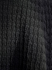 Friends Like These Black Short Sleeve Textured Belted Midi Dress - Image 4 of 5