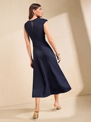 Friends Like These Navy Manipulated Hardwear Shoulder Midi Dress - Image 5 of 5