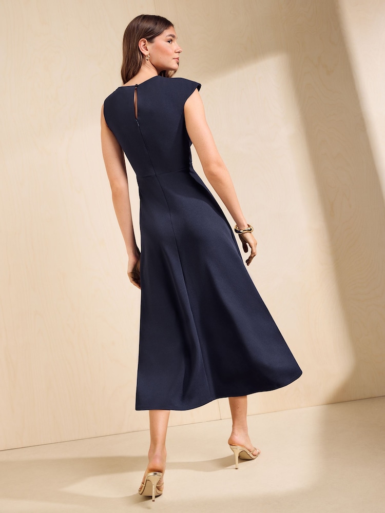 Friends Like These Navy Manipulated Hardwear Shoulder Midi Dress - Image 5 of 5