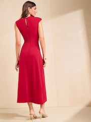 Friends Like These Red Manipulated Hardwear Shoulder Midi Dress - Image 5 of 5