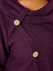 Roman Purple Curve Cowl Neck Button Wrap Top - Image 5 of 5