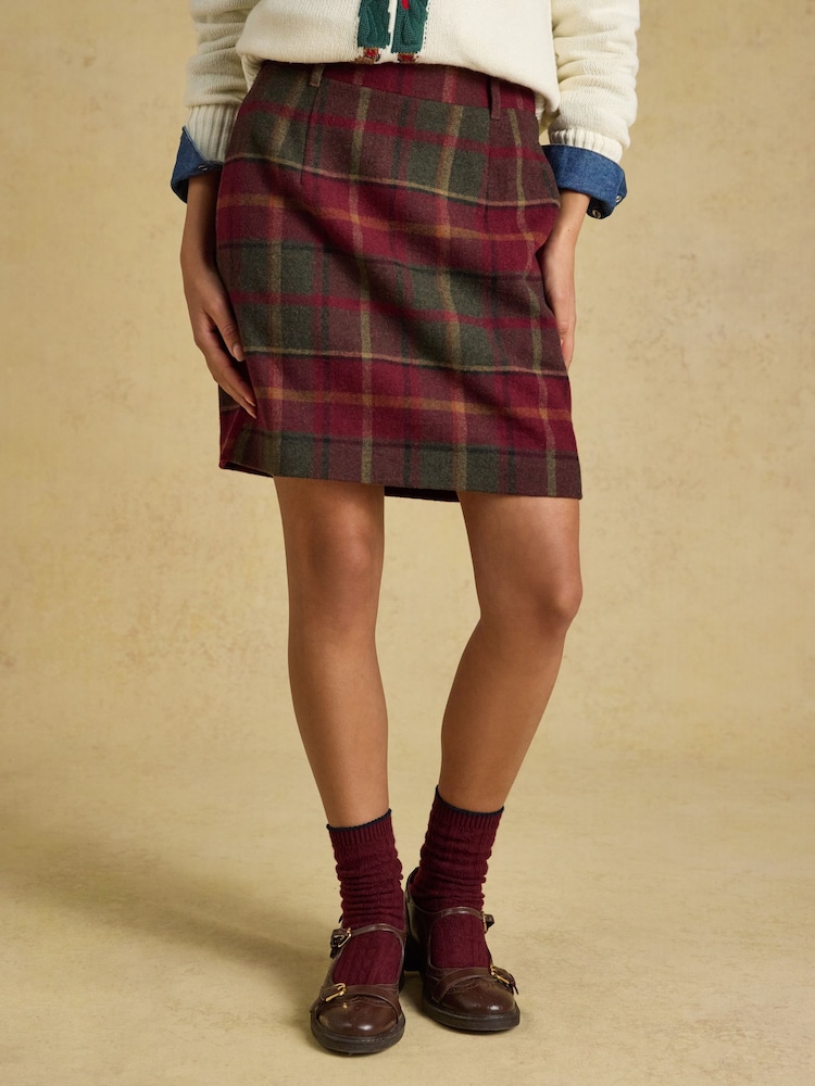 Joules Bramble Rustland Check Short Tweed Wool Blend Skirt - Image 1 of 6 Joules Bramble Rustland Check Short Tweed Wool Blend Skirt - Image 1 of 6
