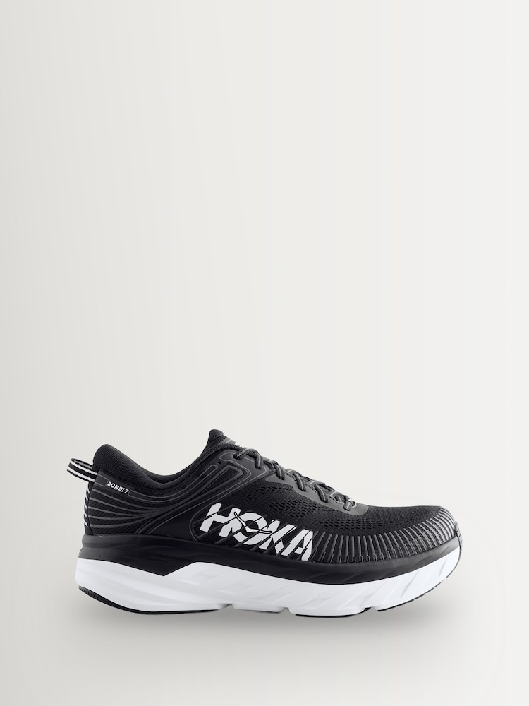 HOKA Black/White Bondi 7 Trainers - Image 1 of 1