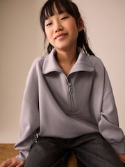 נייטרלי\אפור - Half Zip Sweatshirt (3-16yrs) - תמונה 2 מתוך 8