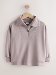 נייטרלי\אפור - Half Zip Sweatshirt (3-16yrs) - תמונה 5 מתוך 8