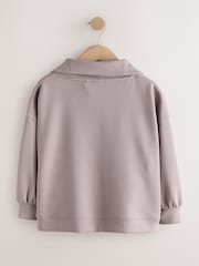 נייטרלי\אפור - Half Zip Sweatshirt (3-16yrs) - תמונה 6 מתוך 8