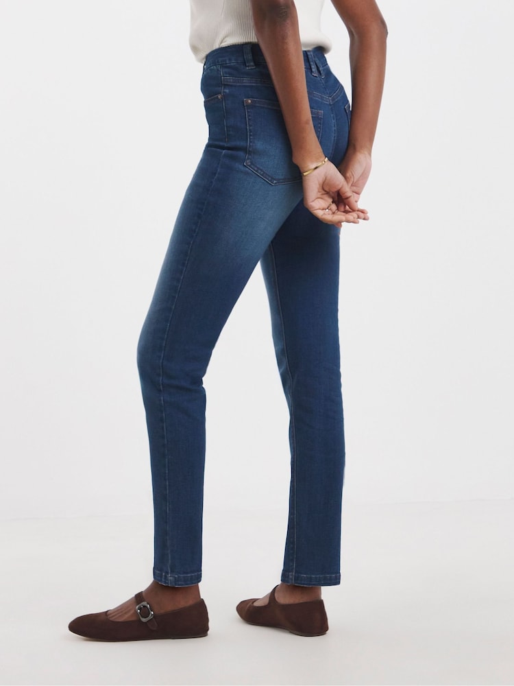 JD Williams Blue High Waist Super Stretch Slim Leg Jeans - Image 2 of 4