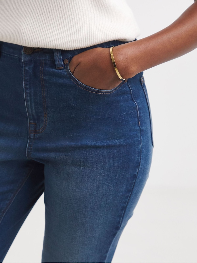 JD Williams Blue High Waist Super Stretch Slim Leg Jeans - Image 4 of 4