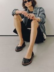 Black Forever Comfort® Chunky Sole Bow Ballet Flats - Image 5 of 10