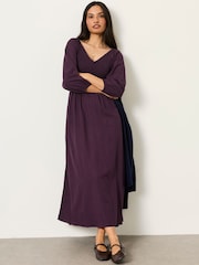 FatFace Adele Dark Purple Midi Dress - Image 1 of 5