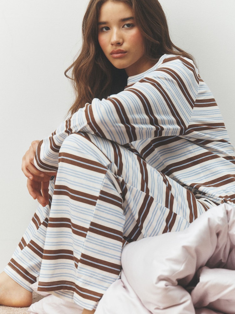 Chocolate Brown Stripe Long Sleeve Pyjamas 3 Pack - Image 4 of 4 Chocolate Brown Stripe Long Sleeve Pyjamas 3 Pack - Image 4 of 4
