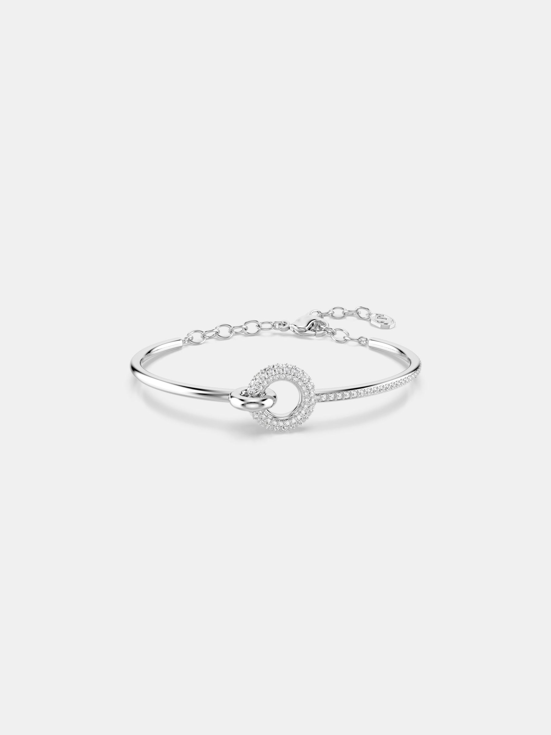 Swarovski Jewellery Women's Silver/White Swarovski Dextera Round Cut Bangle 1.3 X 1.5Cm, 17-18Cm - Image 5