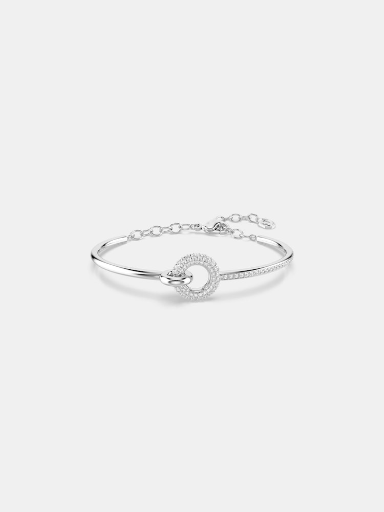 Swarovski White Dextera Round Cut Rhodium Plated Bangle - Image 1 of 6