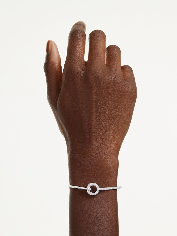 Swarovski White Dextera Round Cut Rhodium Plated Bangle - Image 6 of 6