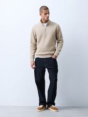 Dark Stone N.Premium Smart Rib Textured Quarter Zip Sweat Top - Image 2 of 7