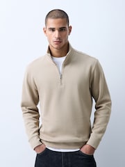 Dark Stone N.Premium Smart Rib Textured Quarter Zip Sweat Top - Image 3 of 7