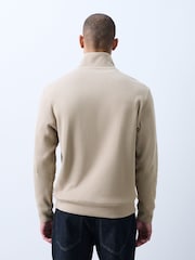Dark Stone N.Premium Smart Rib Textured Quarter Zip Sweat Top - Image 4 of 7