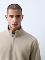 Dark Stone N.Premium Smart Rib Textured Quarter Zip Sweat Top - Image 5 of 7