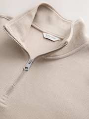 Dark Stone N.Premium Smart Rib Textured Quarter Zip Sweat Top - Image 6 of 7
