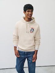 Ecru Neutral Rolling Stones Licence Graphic Overhead Hoodie - Image 1 of 8
